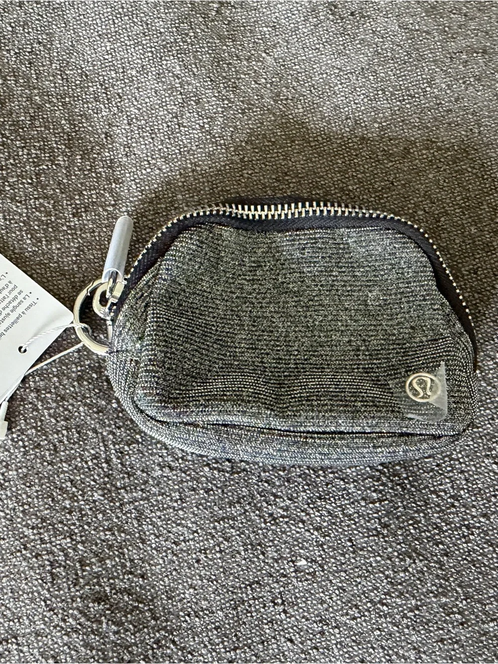NWT lululemon athletica nano Metallic Black Glitter Cosmetic Pouch